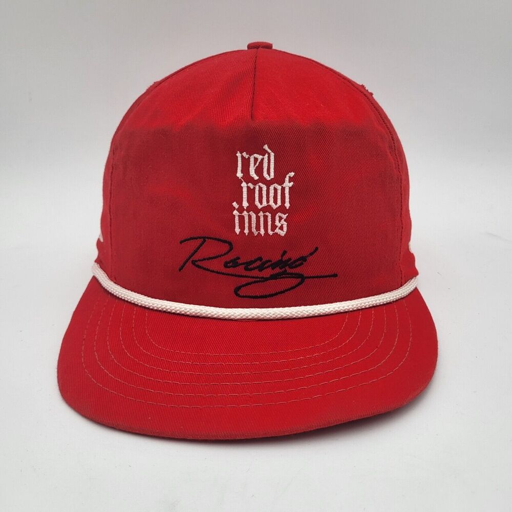 Vintage‎ Red Roof Inns Racing True Sports Hat Cap Strapback Red White Rope Mens